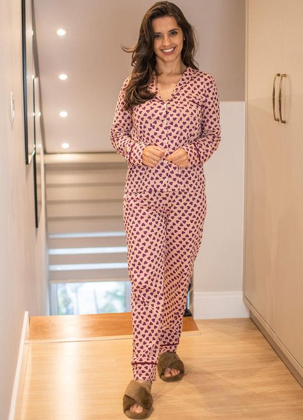 Piante Pijamas - Pijama Americano Longo Algodão Rosa