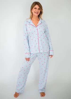 Piante Pijamas - Pijama Americano Longo Amanda Listras Azul - PIANTE PIJAMAS