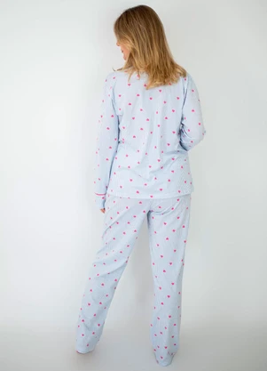 Piante Pijamas - Pijama Americano Longo Amanda Listras Azul - PIANTE PIJAMAS