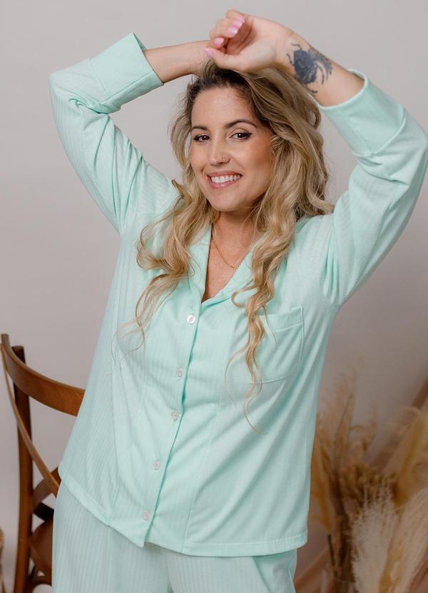 Piante Pijamas - Pijama Americano Longo Canelado Verde 1