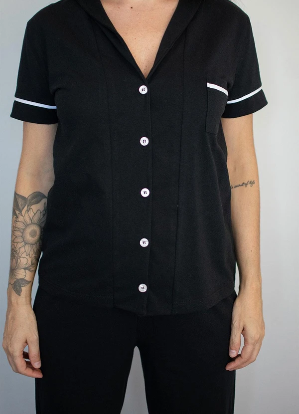 Piante Pijamas - Pijama Americano Manga Curta com Calça Preto 5