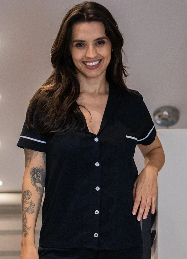 Piante Pijamas - Pijama Americano Manga Curta com Calça Preto 3