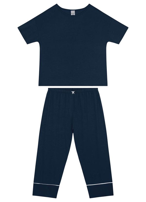 Malwee - Pijama Azul Feminino Capri em Malha Essence