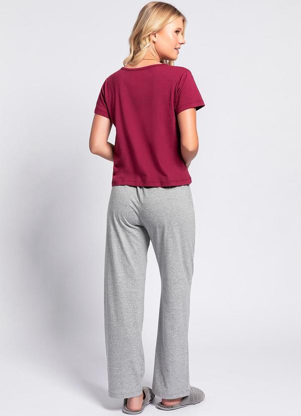 Alma Dolce - Pijama Bordô/Mescla em Malha 2
