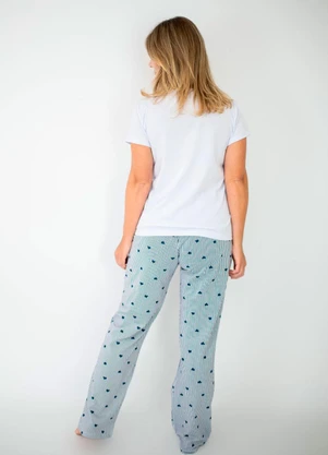 Piante Pijamas - Pijama Camila Manga Curta com Calça Marinho - PIANTE PIJAMAS