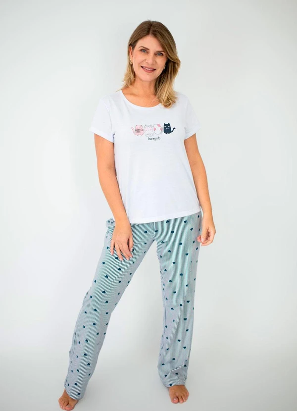 Piante Pijamas - Pijama Camila Manga Curta com Calça Marinho