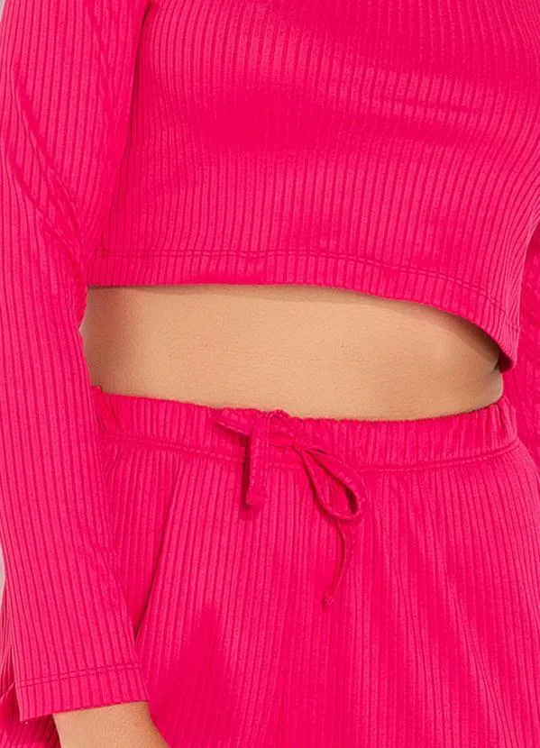 Alma Dolce - Pijama Canelado Longo Pink 3