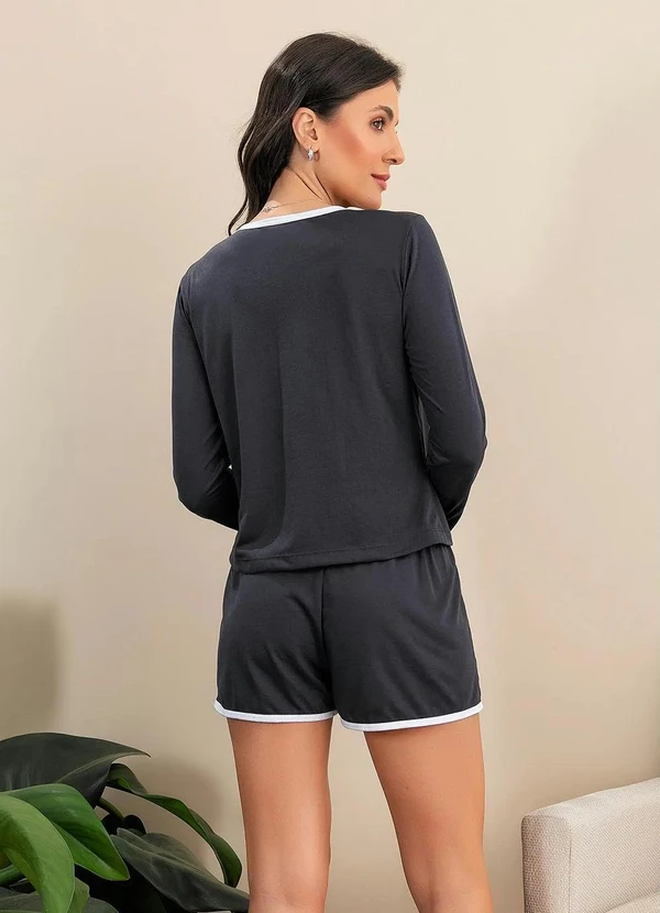 Alma Dolce - Pijama Cinza em Malha de Poliéster 6