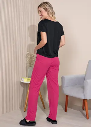 Alma Dolce - Pijama com Estampa Pink e Preto - ALMA DOLCE