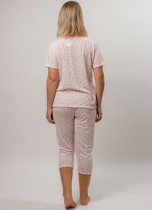 Piante Pijamas - Pijama com Peitilho Calça Capri Floral Rosa 2