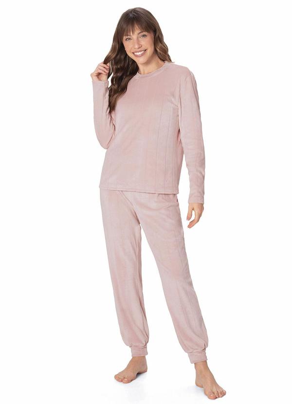 Malwee - Pijama em Fleece Texturizado Rosa Claro