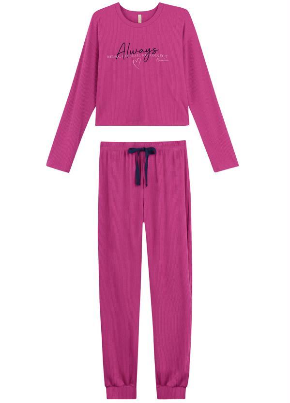 Marialícia - Pijama Feminino Adulto Blusa e Calça Rosa 2