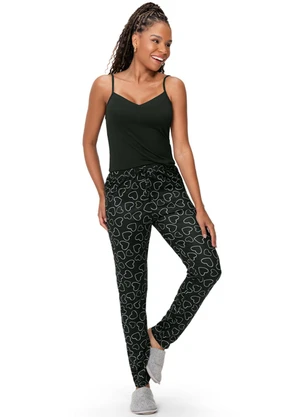 Zee Rucci - Pijama Feminino Blusa e Calça Decote V Preto - ZEE RUCCI