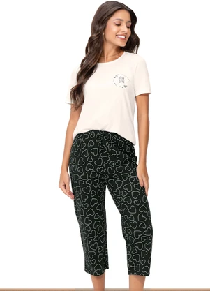 Zee Rucci - Pijama Feminino Blusa Manga Curta Preto - ZEE RUCCI