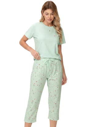 Zee Rucci - Pijama Feminino Blusa Manga Curta Verde - ZEE RUCCI