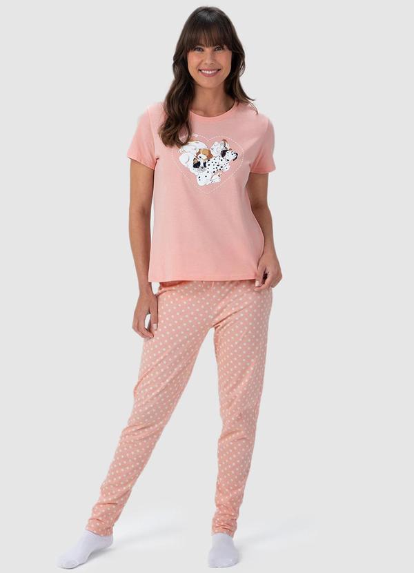 Malwee - Pijama Feminino Cachorrinhos em Puff Rosa