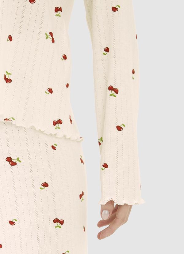 Malwee - Pijama Feminino Cerejas Maquinetado Bege 3