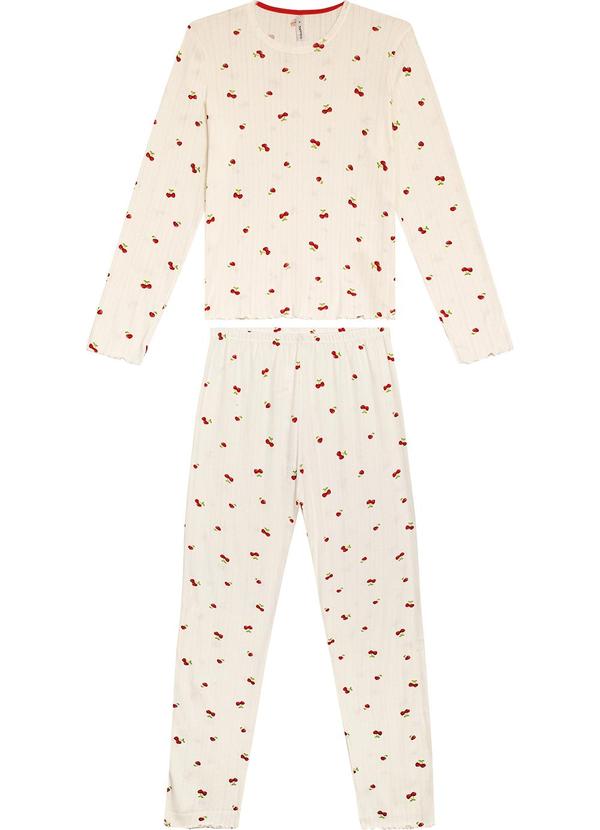Malwee - Pijama Feminino Cerejas Maquinetado Bege 4