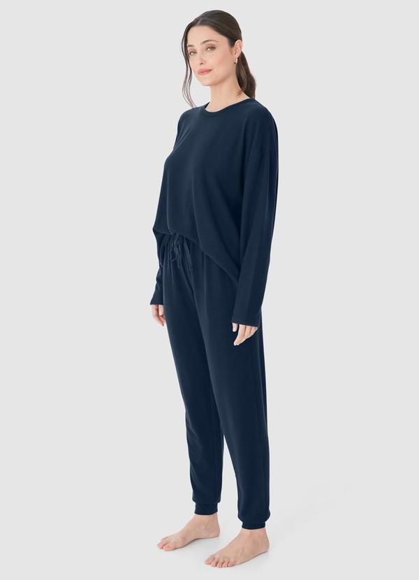 Malwee - Pijama Feminino em Tricot Azul