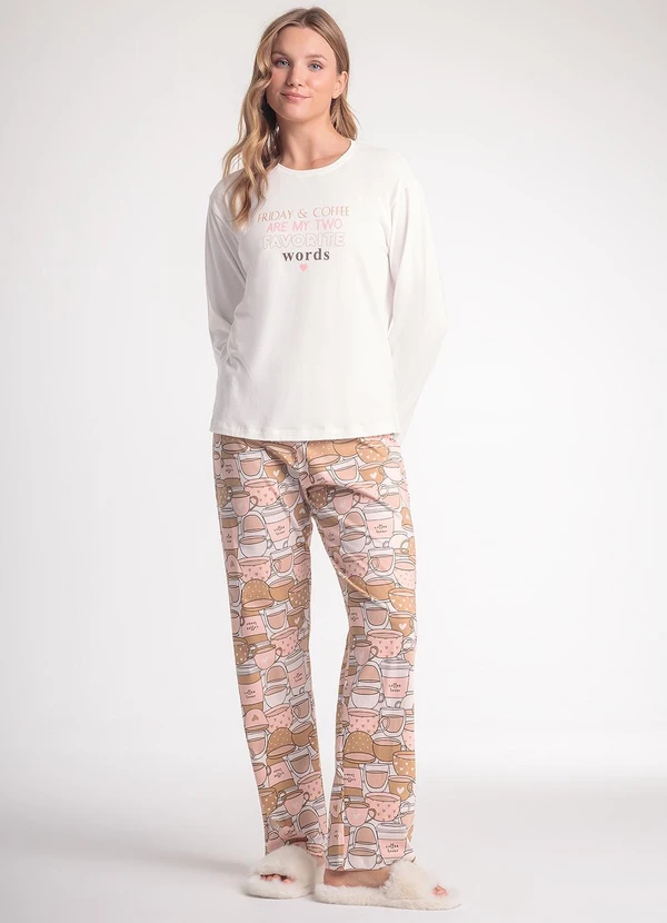 Espaço Pijama - Pijama Feminino Manga Longa com Calça Marrom