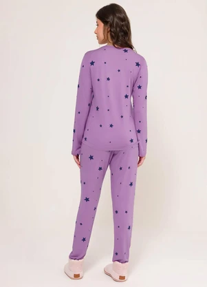 Espaço Pijama - Pijama Feminino Manga Longa com Calça Rosa - ESPAÇO PIJAMA