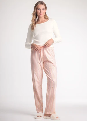 Espaço Pijama - Pijama Feminino Manga Longa com Calça Rosa - ESPAÇO PIJAMA