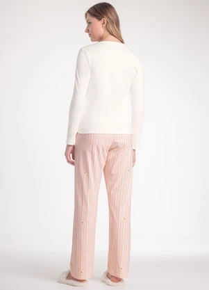 Espaço Pijama - Pijama Feminino Manga Longa com Calça Rosa - ESPAÇO PIJAMA