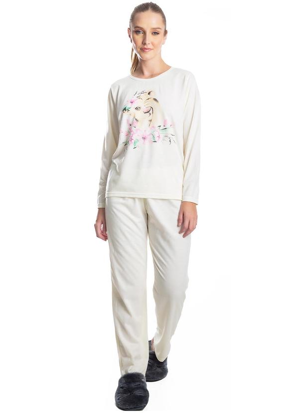 Rovitex - Pijama Feminino Manga Longa Jucatel Bege