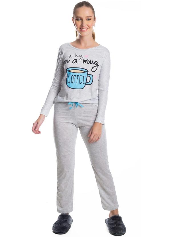 Rovitex - Pijama Feminino Manga Longa Jucatel Cinza