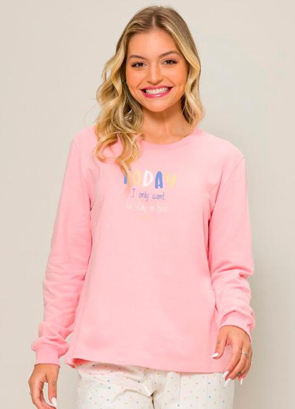 Rovitex - Pijama Feminino Manga Longa Rosa 2