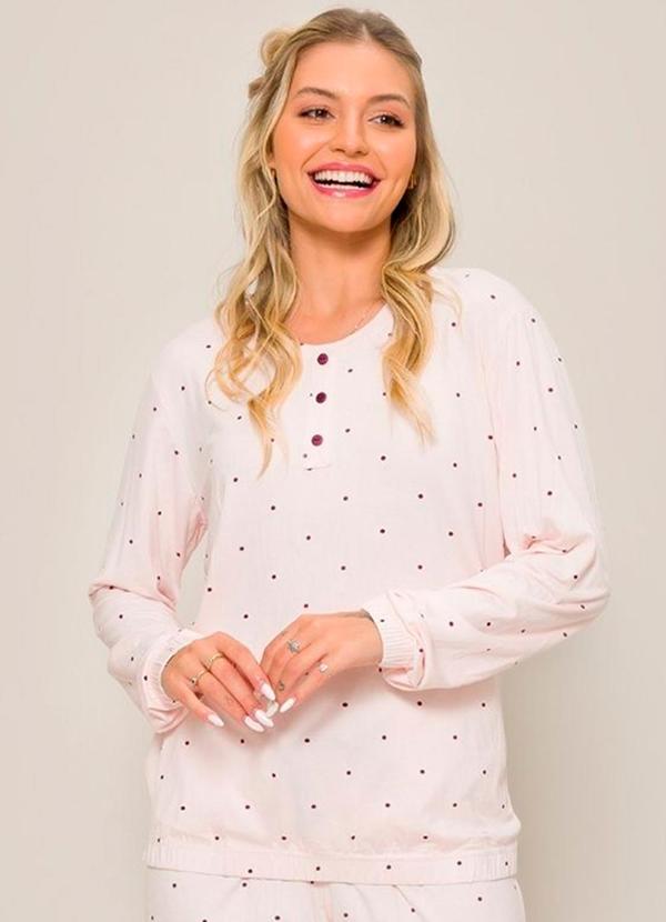 Rovitex - Pijama Feminino Manga Longa Rosa 2