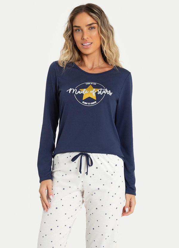 Rovitex - Pijama Feminino Meia Malha Azul 2