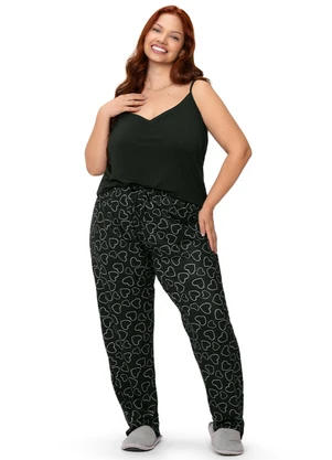 Zee Rucci - Pijama Feminino Plus Blusa e Calça Alças Preto - ZEE RUCCI