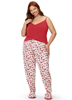 Zee Rucci - Pijama Feminino Plus Blusa e Calça Vermelho - ZEE RUCCI