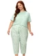 Zee Rucci - Pijama Feminino Plus Blusa Manga Curta Verde - variação: Verde