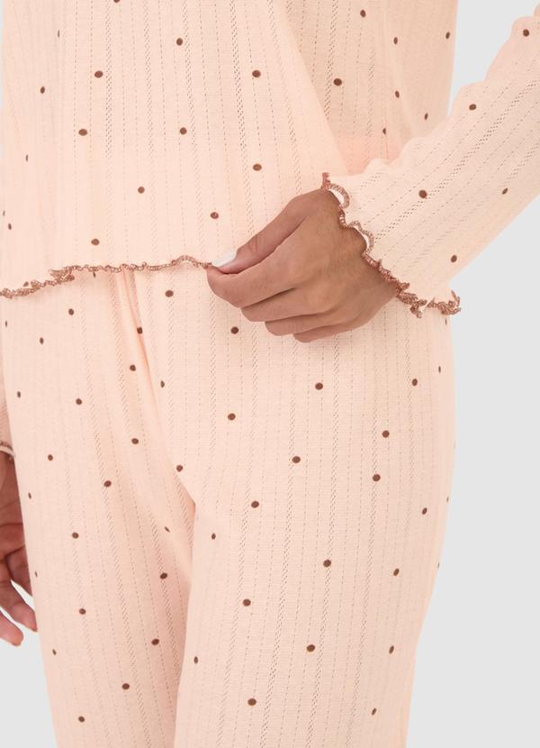 Malwee - Pijama Feminino Poá Maquinetado Rosa 1