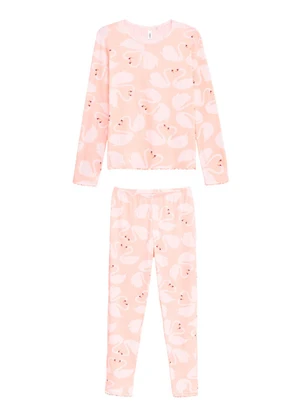 Malwee - Pijama Flamingos Carrot em Malha Essence Rosê - MALWEE