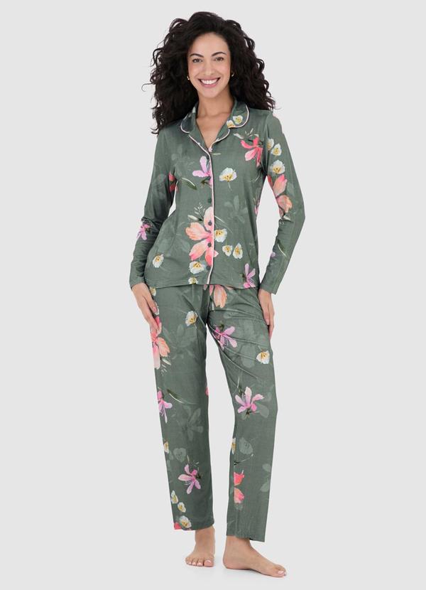 Malwee - Pijama Floral Feminino em Malha Essence Verde