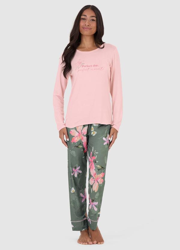 Malwee - Pijama Floral Feminino Rosa