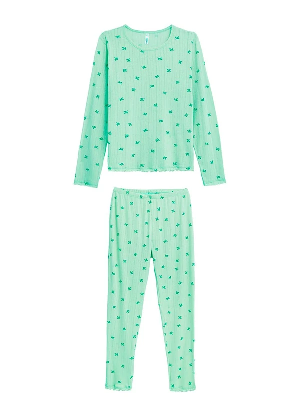 Malwee - Pijama Folhagem Carrot em Malha Essence Verde