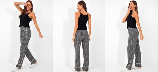 Pijama Geomtrico P&B em Malha de Viscose