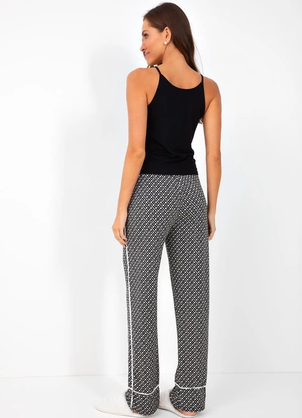 Alma Dolce - Pijama Geométrico P&B em Malha de Viscose 2
