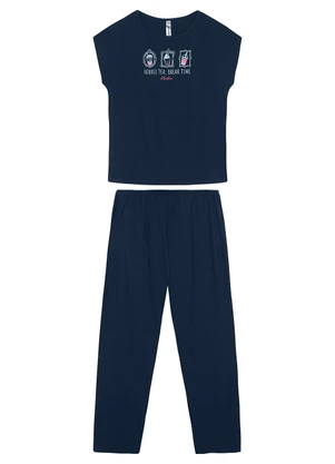 Malwee - Pijama Longo Bubble Tea Azul Marinho - MALWEE