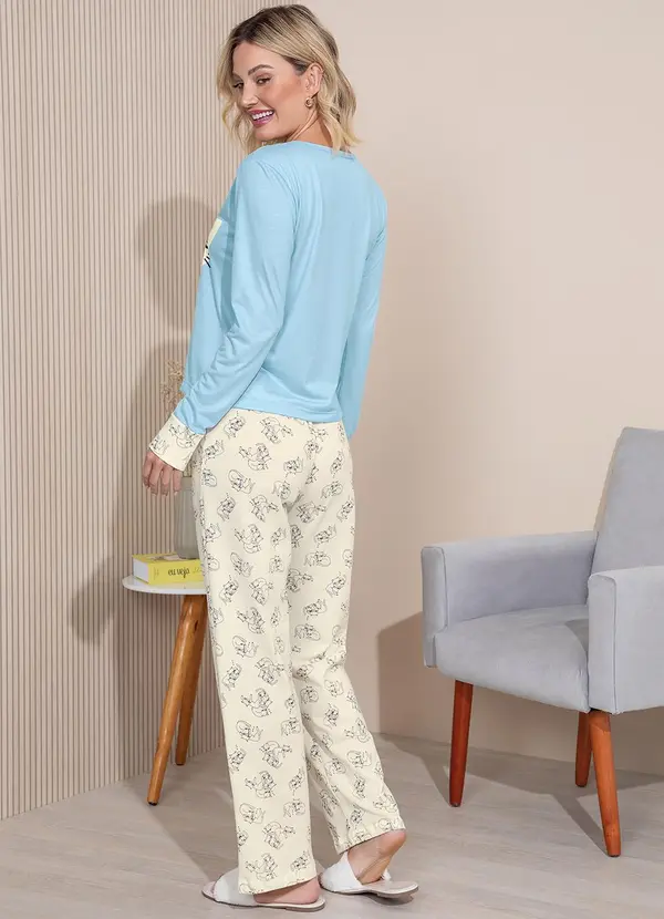 Alma Dolce - Pijama Longo com Estampa Azul Claro 2