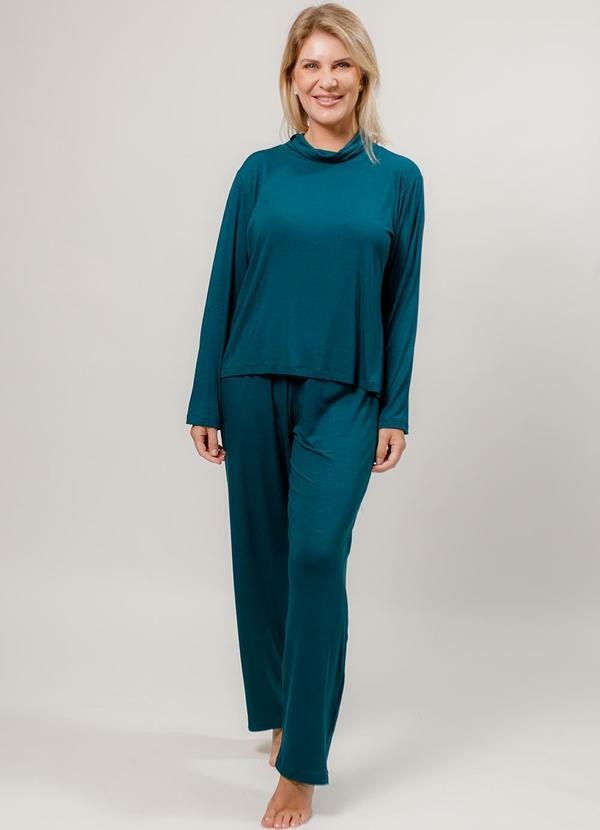 Piante Pijamas - Pijama Longo com Gola Alta Viscolycra Verde