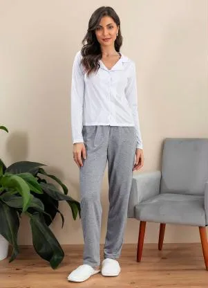 Alma Dolce - Pijama Longo com Gola Mescla - ALMA DOLCE