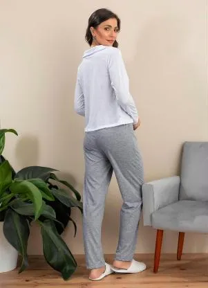 Alma Dolce - Pijama Longo com Gola Mescla - ALMA DOLCE