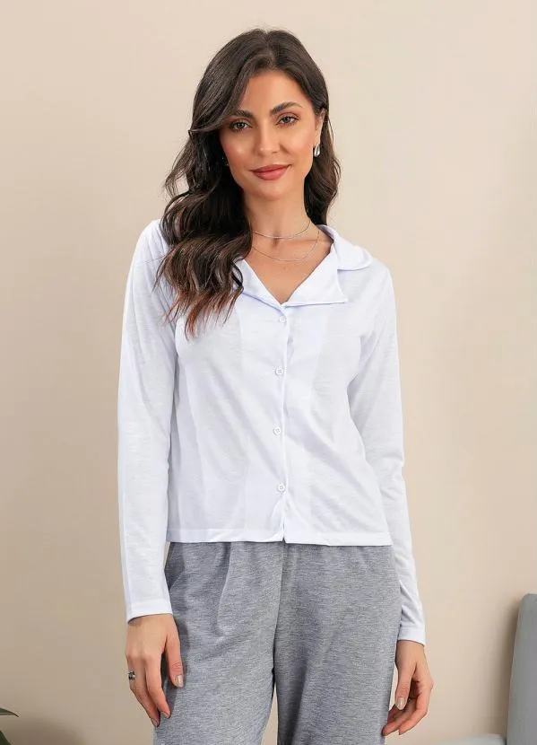 Alma Dolce - Pijama Longo com Gola Mescla 3