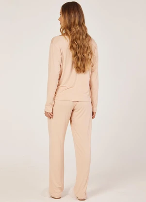 Anna Kock - Pijama Longo Detalhes em Renda Rosa - ANNA KOCK