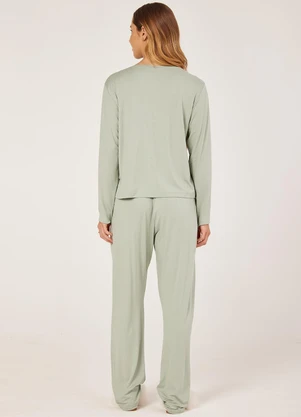 Anna Kock - Pijama Longo Detalhes em Renda Verde - ANNA KOCK
